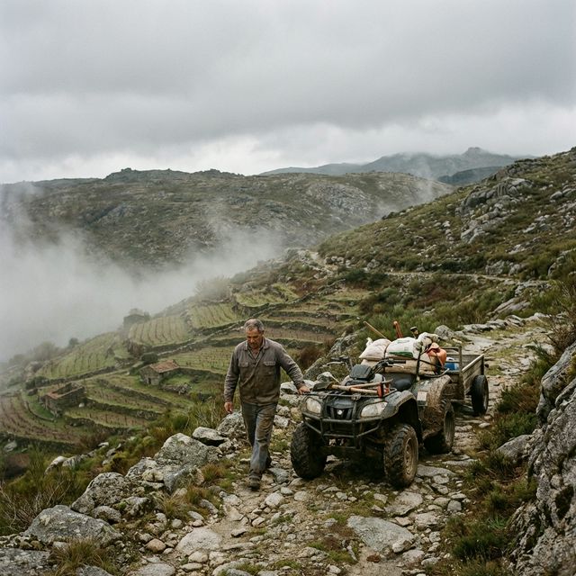 ATV navigating a rocky mountain path in Trás-os-Montes